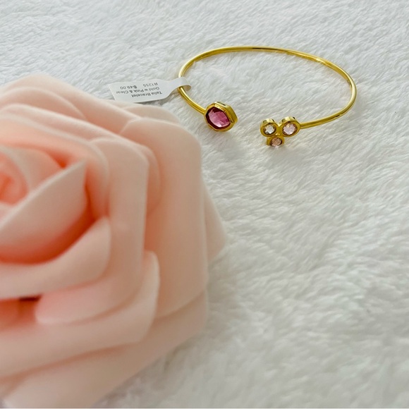 TALIA NWT Gold Crystal Cuff Bracelet with Pink & Clear Crystals - Picture 7 of 13